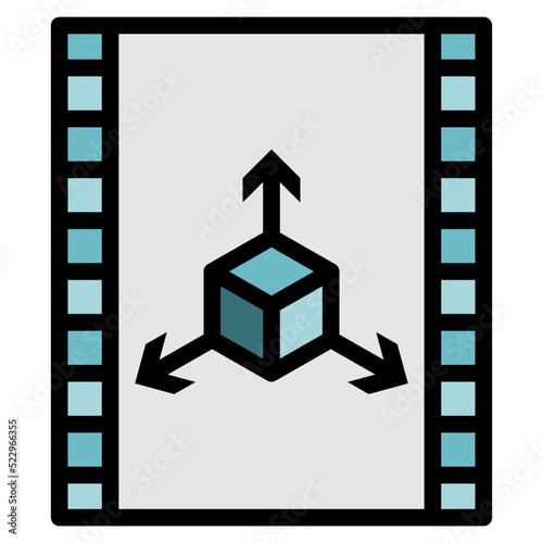 Animation film 3d footage multimedia - filled outline icon