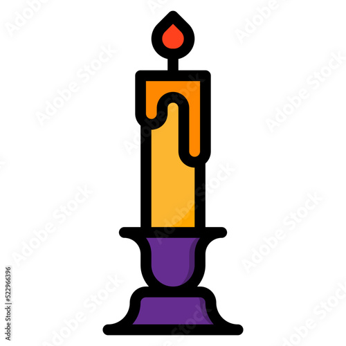 Candle lighting flame burn halloween - filled outline icon