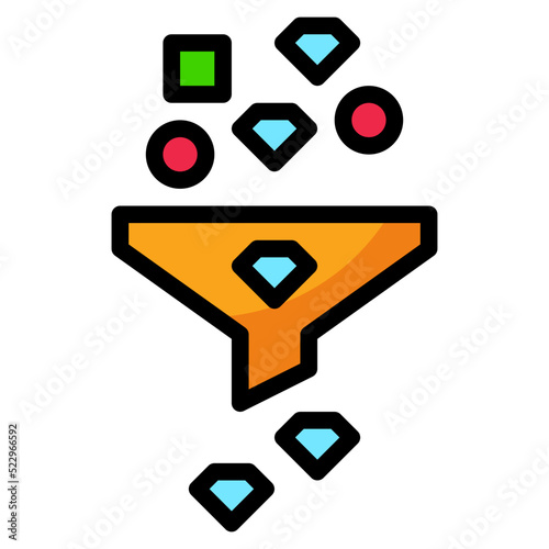 Data filter diamond specific select - filled outline icon