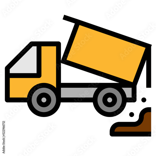 Dumper tool construction - filled outline icon