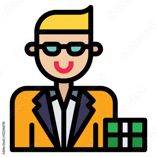 Gambler casino businessman invester - filled outline icon