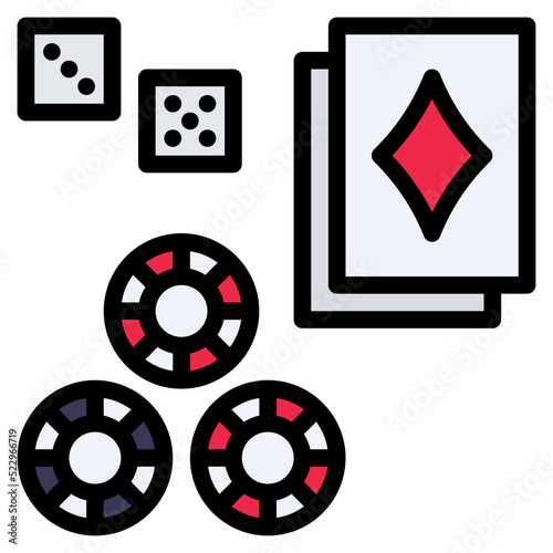 Gambling casino cards chip bet - filled outline icon
