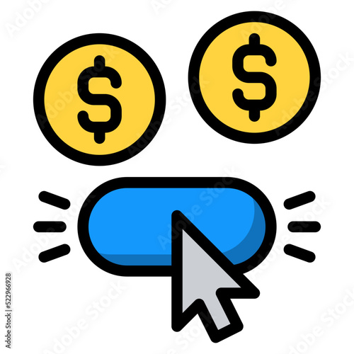 Pay per click earn online - filled outline icon