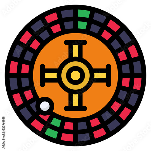 Roulette casino ball roll gambling - filled outline icon