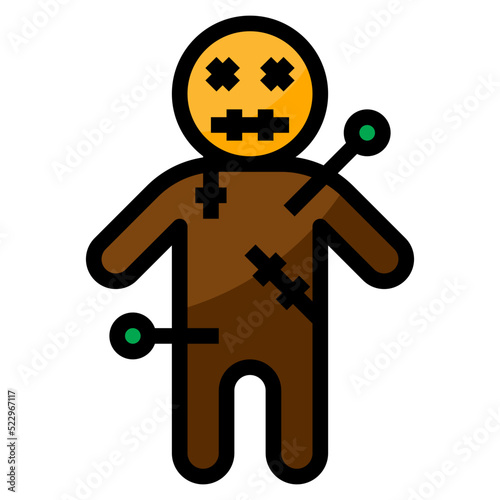 Voodoo doll curse witch holloween - filled outline icon