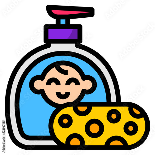 Soap,sponge,bath,baby,accessories - filled outline icon