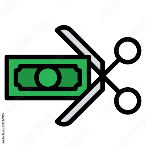 Tax cut loss money vat - filled outline icon