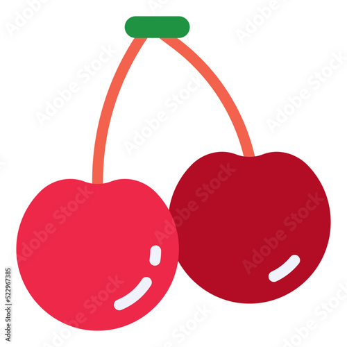 Cherry fruit slot machine - flat icon