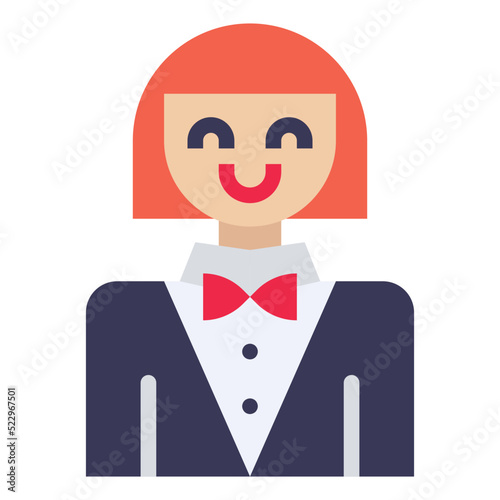 Croupier girl woman worker business - flat icon