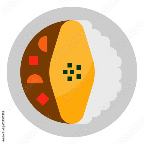 Curry omelette rice food japan japaneses - flat icon