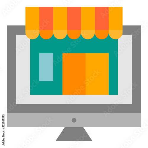 Ecommerce online shop business mart - flat icon