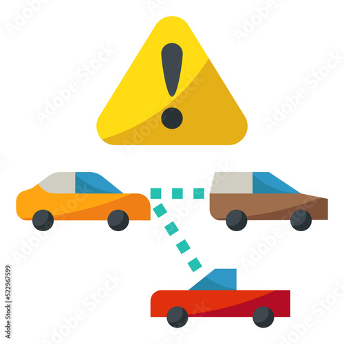 Collision avoidance warning ai artificial intelligence - flat icon