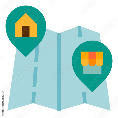 Map location shopping address ecommerce - flat icon