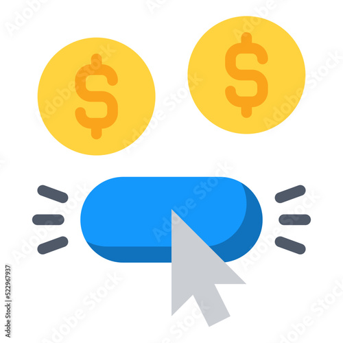 Pay per click earn online - flat icon