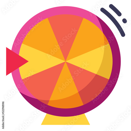 Wheel of fortune roll spin gambling spinning - flat icon