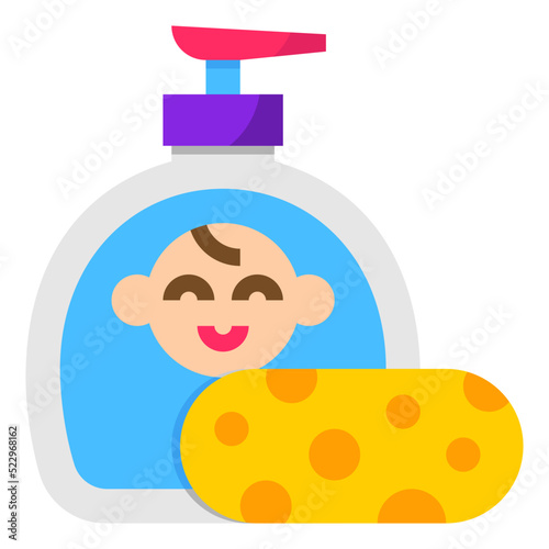 Soap,sponge,bath,baby,accessories - flat icon