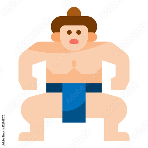 Sumo fighting japan japaneses - flat icon