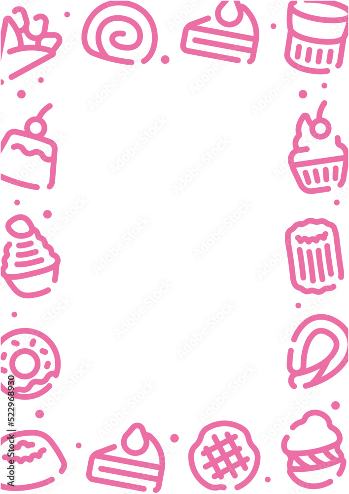Sweets and cake pattern background for graphic design.A-size vertical frame. Sweets and cake pattern background for graphic design.A-size vertical frame.