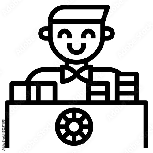 Chips exchange croupier stall money - outline icon