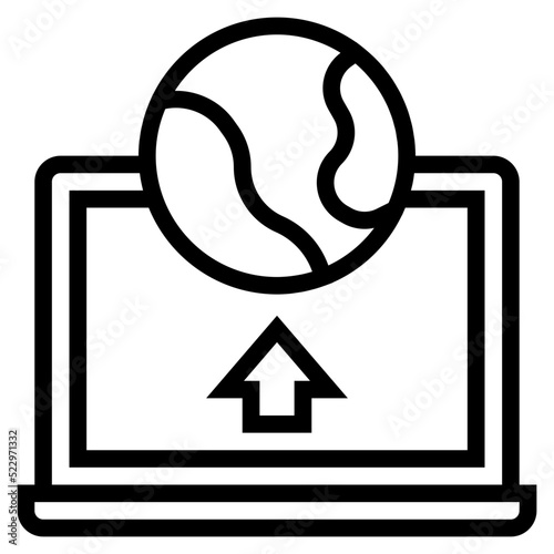 Deployment upload worldwide software development - outline icon