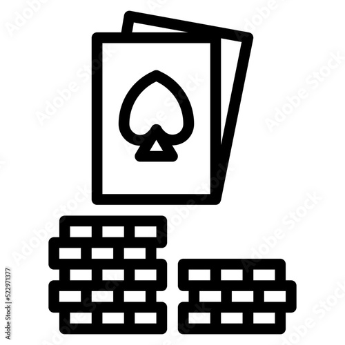 Blackjack poker casino game card - outline icon
