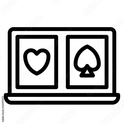 Online cards casino gambling poker - outline icon