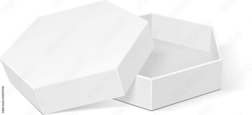 Open White Cardboard Hexagon Box Packaging For Food T Or Other