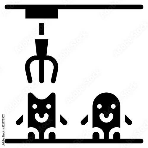 Claw crane game doll coin - solid icon