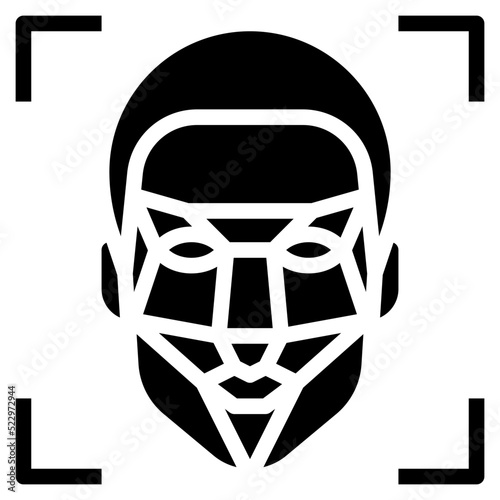 Facial recognition scan ai artificial intelligence - solid icon