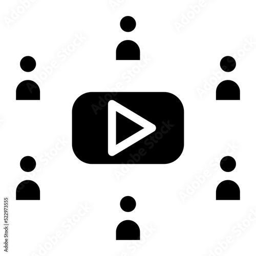 Subscriber video promoter account teamwork - solid icon