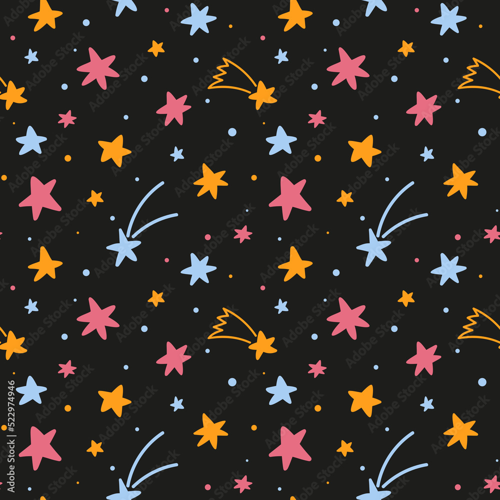 Vector pattern with stars on a black background