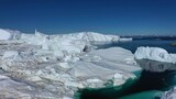 Greenland. Icebergs in Disco Bay. Landscapes of polar nature.