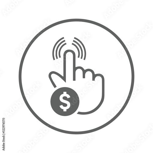 Pay, per click icon. Gray vector graphics.