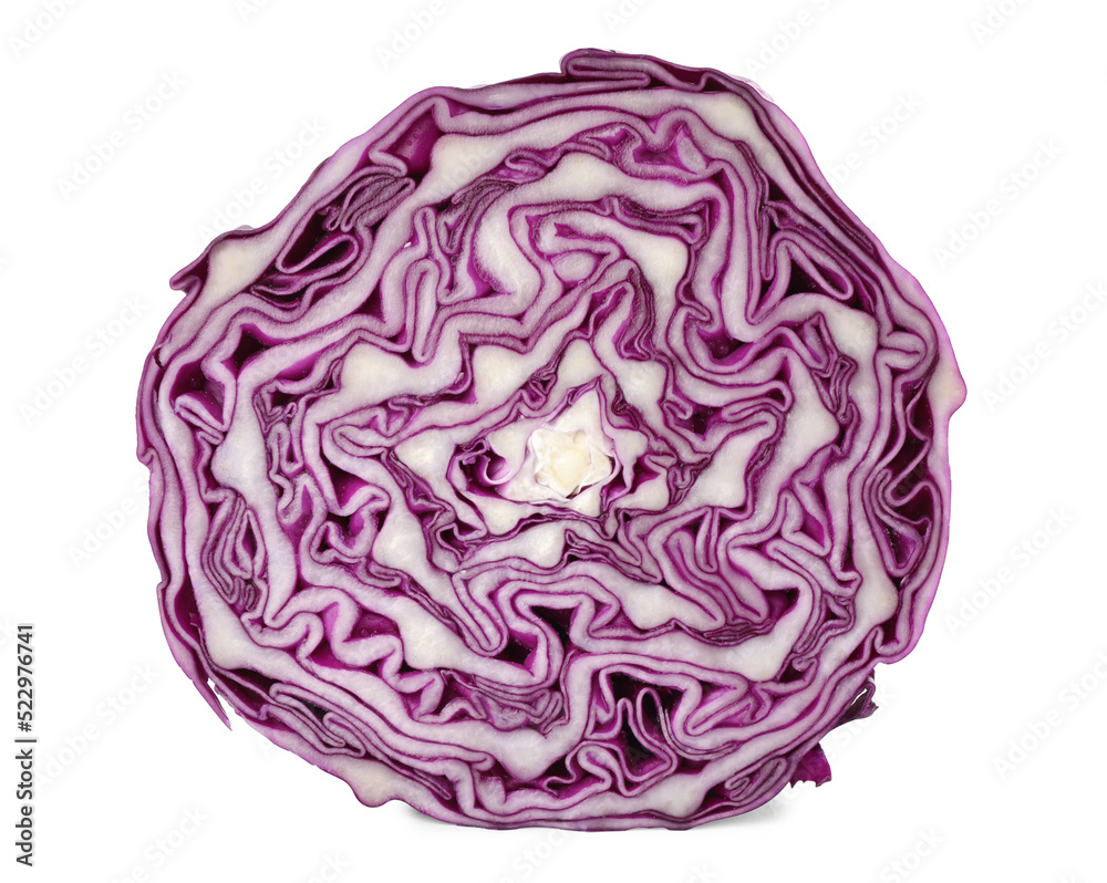 Half of fresh ripe red cabbage isolated on white Half of fresh ripe red cabbage isolated on white