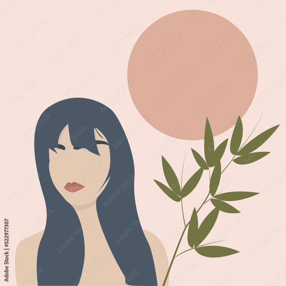 Feminine concept illustration of boho woman. Perfect for posters, wall art, cards. Woman clip art isolated on white background. Vector illustration, eps10 Feminine concept illustration of boho woman. Perfect for posters, wall art, cards. Woman clip art isolated on white background. Vector illustration, eps10
