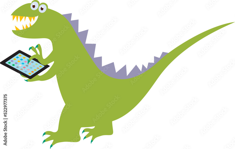 Obraz premium タブレットを持った恐竜