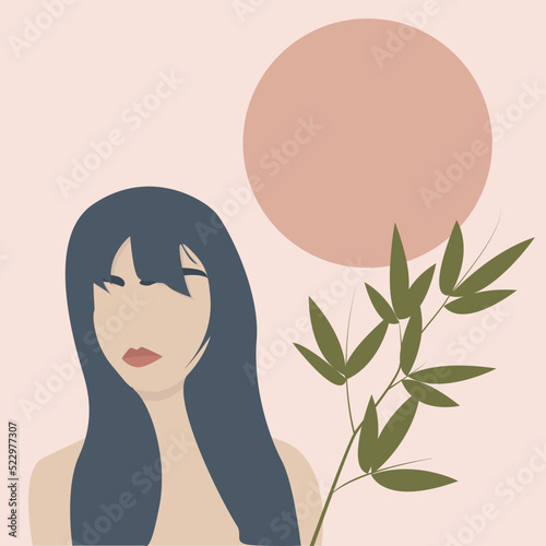Feminine concept illustration of boho woman. Perfect for posters, wall art, cards. Woman clip art isolated on white background. Vector illustration, eps10