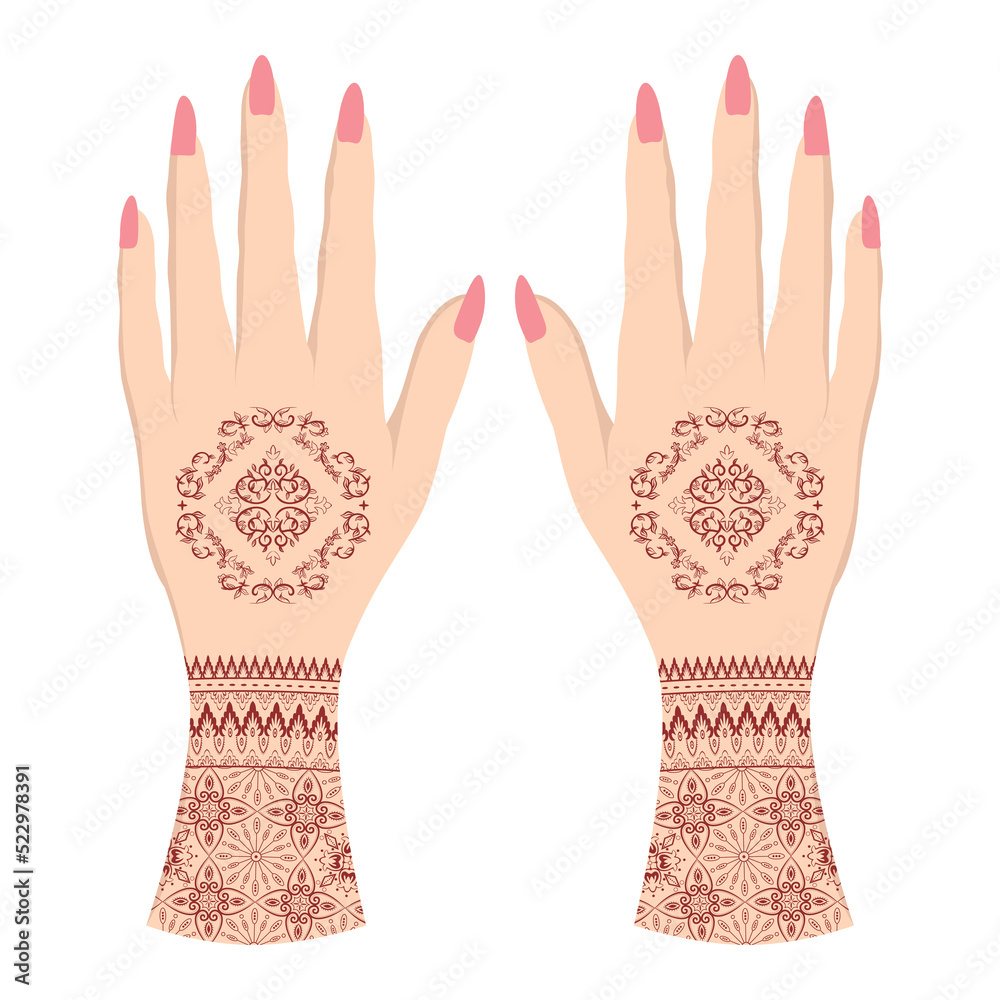 Hand Mandala Henna Tattoo Pattern Art Design