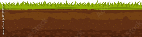 Soil ground and underground layers with grass