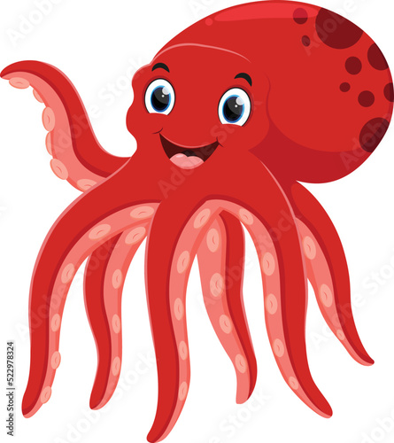 Cute octopus cartoon isolated on white background