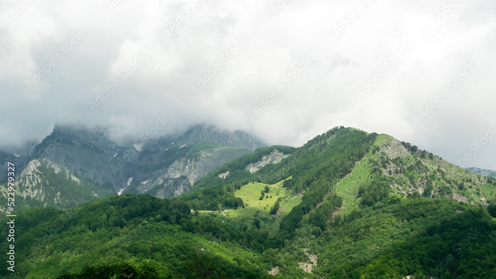 Fototapeta premium Scenic nature view of Albanian nature. Alpin environment background, traveling concept