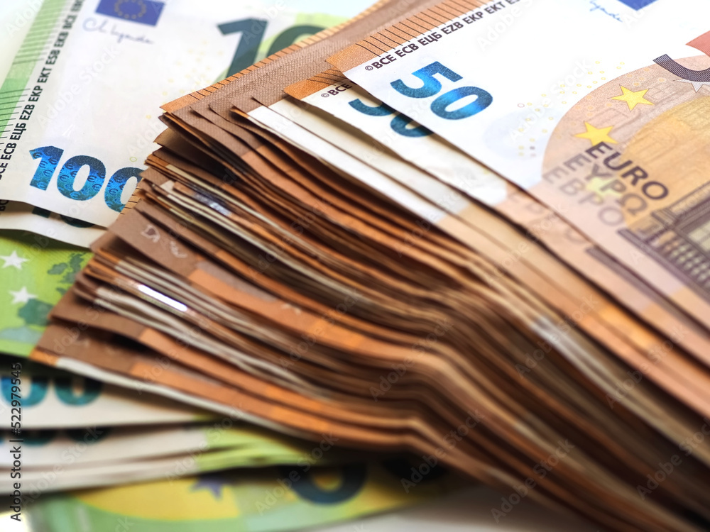 Euro bills or banknotes 100 and 50 Euros