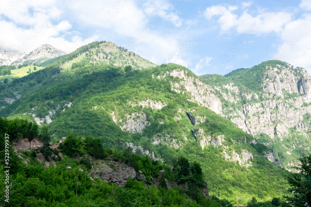 Scenic nature view of Albanian nature. Alpin environment background, traveling concept