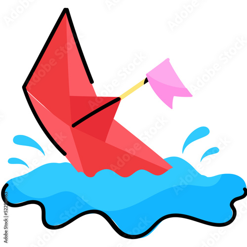 Check out doodle sticker of drowning boat 