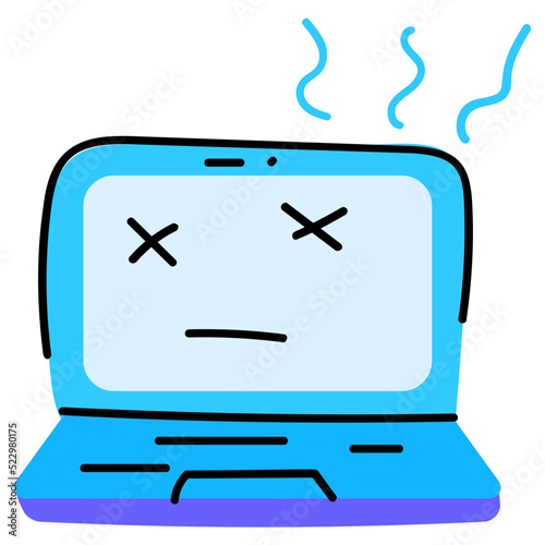 Modern handcrafted sticker of laptop error 