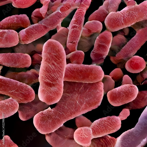 3D Bacteria Lactobacillus, illustration. Normal flora of small intestine, lactic acid bacteria. Probiotic bacterium photo