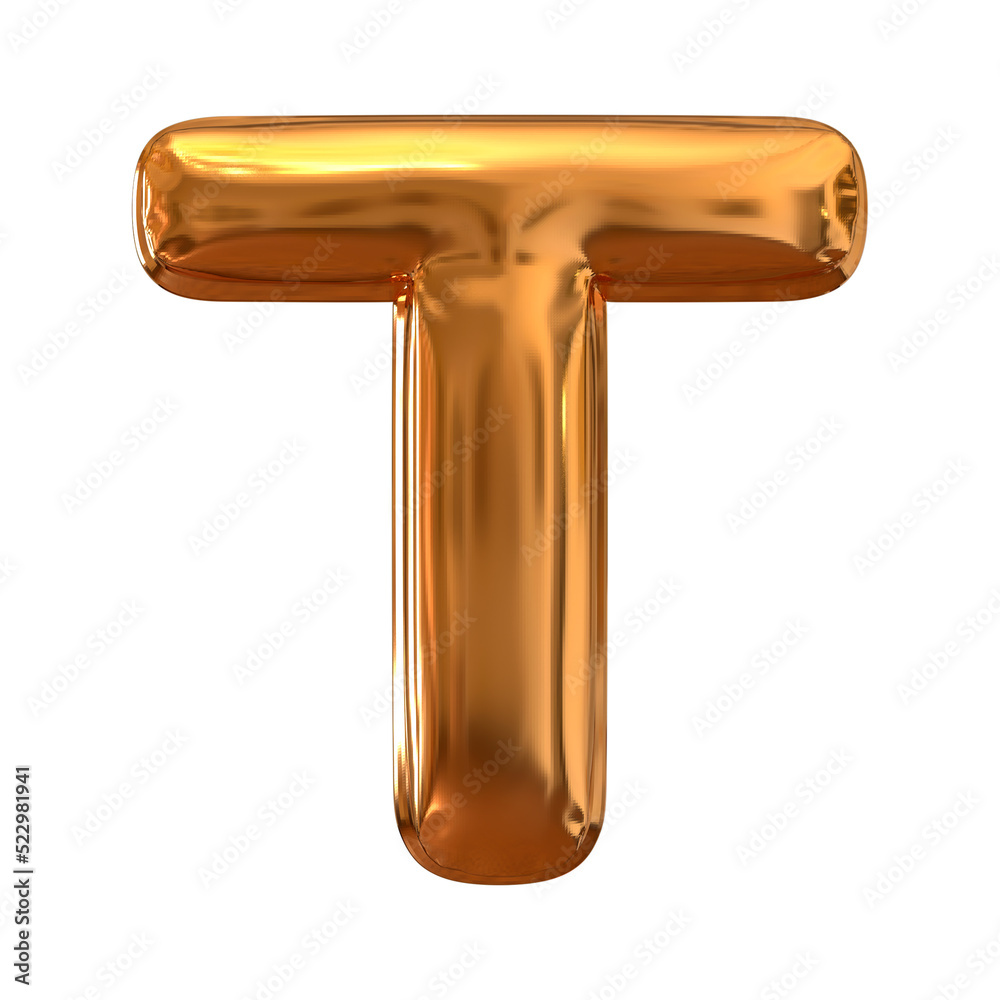 3d Golden balloon alphabet letter T 3d Golden balloon alphabet letter T