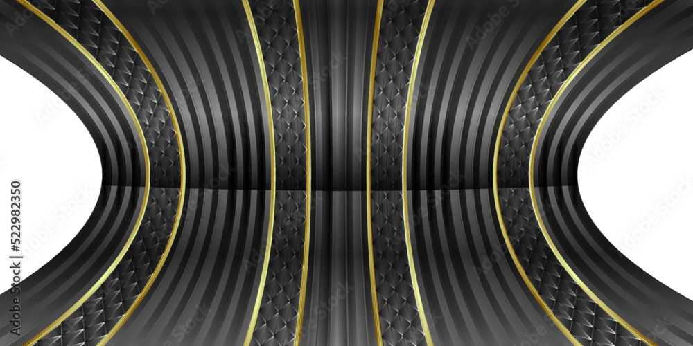 Fototapeta premium Black Gold background form a Dark abstract wallpaper. 3D Render with copy-space for presentation