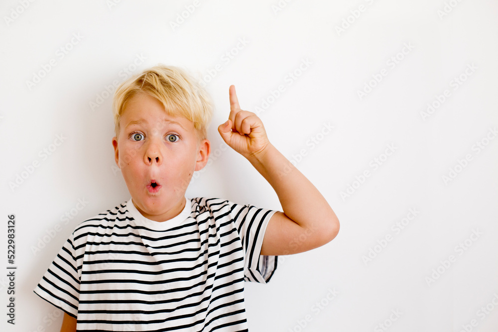 blondie cheerful 6 years old boy over white background blondie cheerful 6 years old boy over white background