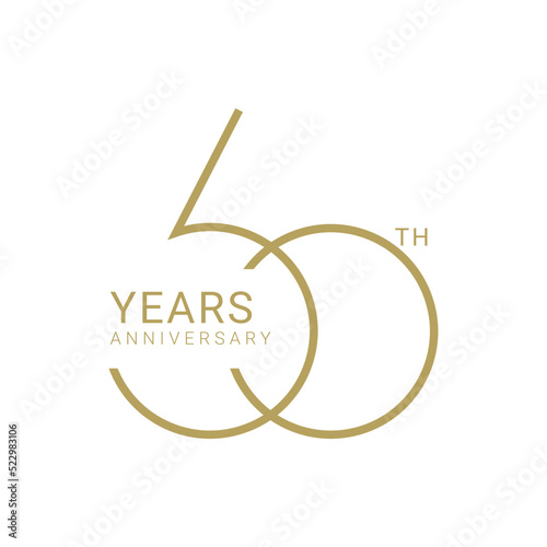 60th Anniversary Logo, Vector Template Design element for birthday, invitation, wedding, jubilee and greeting card illustration.